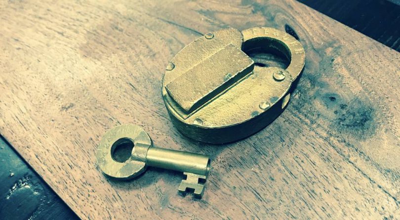 lock and key on table