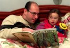 father and daughter reading