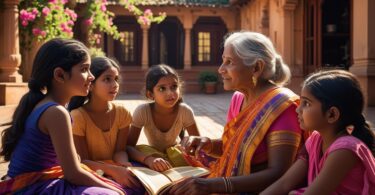 indian folk lore grandmother telling stories to children