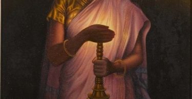 lady with the lamp by raja ravi varma
